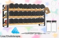 Organizador de especias SONGMICS con 24 frascos: ¡aprovecha la rebaja y haz que tu cocina brille! Organiza, facilita y disfruta cada plato al máximo.