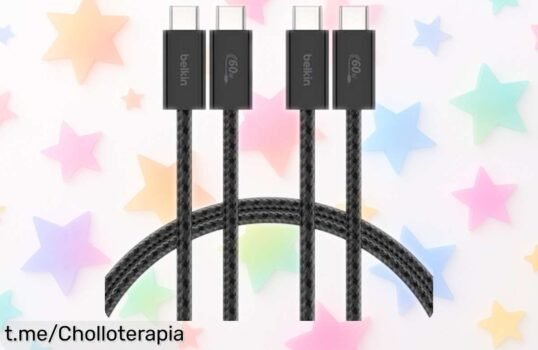 Pack de 2 cables USBC a USBC Belkin de 1,5 m para carga rápida que vuelan en velocidad y flexibilidad, ¡aprovéchalo antes de que se agote este ofertón!