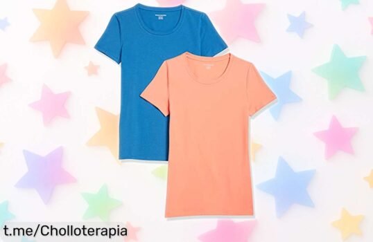 Pack de 2 camisetas básicas Amazon Essentials para mujer, ¡rebajadas a un precio loco que no puedes dejar escapar y perfectas para brillar cada día!
