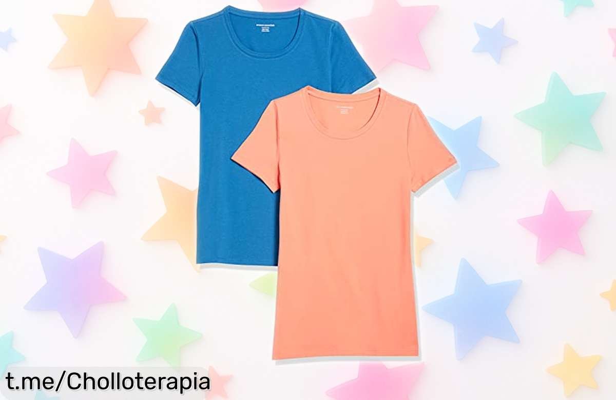 Pack de 2 camisetas básicas Amazon Essentials para mujer, ¡rebajadas a un precio loco que no puedes dejar escapar y perfectas para brillar cada día!