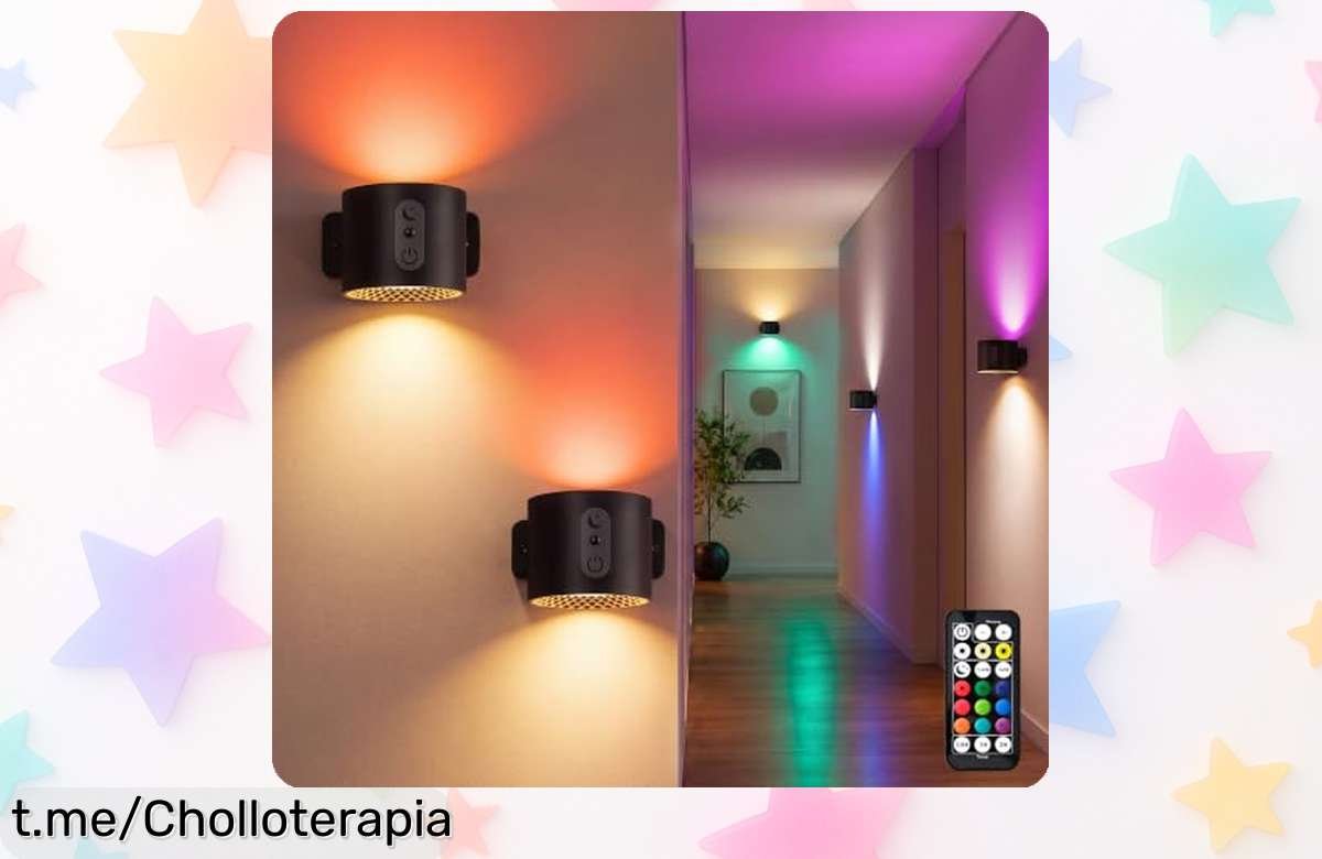 Pack de 2 lámparas LED RGB LuminexDesigns AURI WL01, un ofertón que transformará cualquier rincón en tu hogar con su estilo único; ¡no te lo pierdas y crea ambientes mágicos ya!