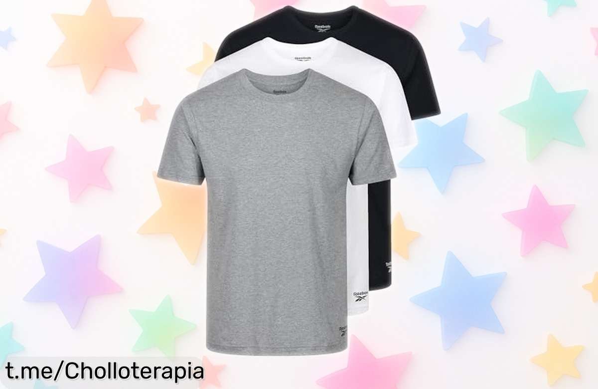 Pack de 3 camisetas básicas Reebok Santo para hombre a precio loco, resistentes y siempre brillantes: ¡renueva tu armario ya con este super chollo que no querrás dejar pasar!