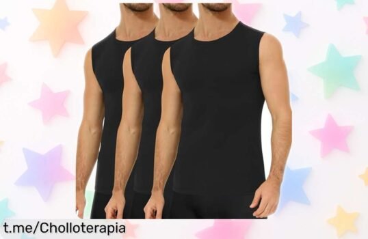Pack de 3 camisetas sin manga para hombre que no se deforman y son de algodón 100% a un precio reducido, ¡no te quedes sin las tuyas y disfruta del frescor todo el día!