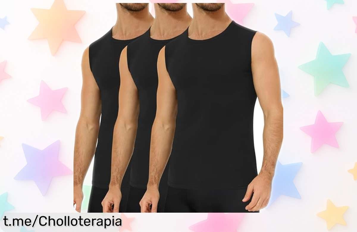 Pack de 3 camisetas sin manga para hombre que no se deforman y son de algodón 100% a un precio reducido, ¡no te quedes sin las tuyas y disfruta del frescor todo el día!