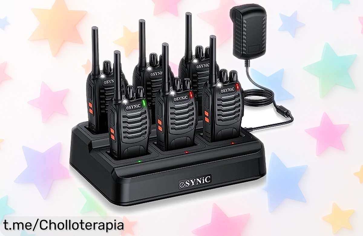 Pack de 6 walkie talkies eSynic con auriculares, batería duradera y carga rápida: ¡conéctate en tu próxima aventura por un precio tirado que no puedes dejar escapar!