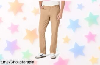 Pantalón chino elástico para hombre Amazon Essentials con espacio extra, ¡no dejes escapar este preciosísimo chollo que combina estilo y confort!