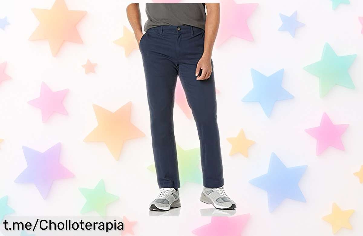 Pantalones chinos ajustados Amazon Essentials con bolsillos y elástico, ¡ofertón rebajado que no puedes dejar pasar! Aprovéchalo antes de que se agoten.