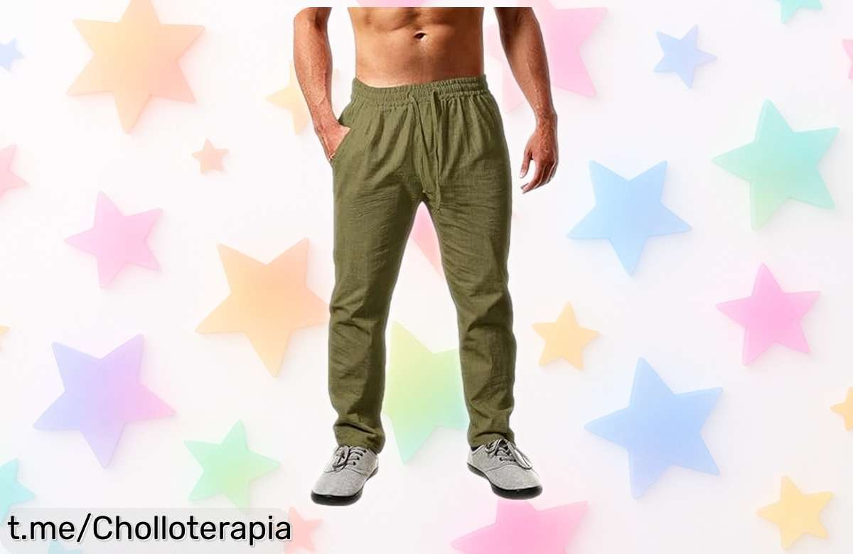 Pantalones largos de lino y algodón para hombre con cintura elástica a precio tirado, disfruta del verano fresquito y cómodo en cualquier plan. ¡No te quedes sin los tuyos!