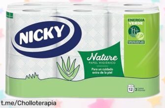 Papel higiénico Nicky Nature en pack de 12 rollos, suavidad y cuidado para tu piel a un precio loco ¡Haz que cada visita al baño sea un momento agradable!