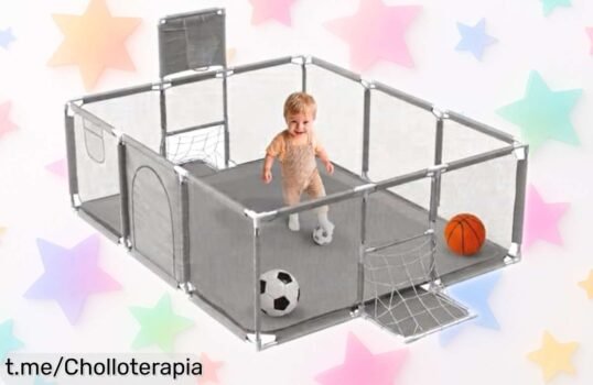 Parque infantil plegable JUPPLIES con porterías y canasta, un planazo rebajado para que los peques jueguen a lo grande; ¡no dejes pasar esta diversión asegurada!