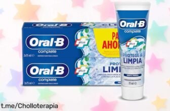 Pasta de dientes OralB Complete en pack ahorro 2x75 ml a precio loco, para una limpieza profunda y un frescor que te hará sonreír todo el día. ¡No dejes pasar esta oportunidad!