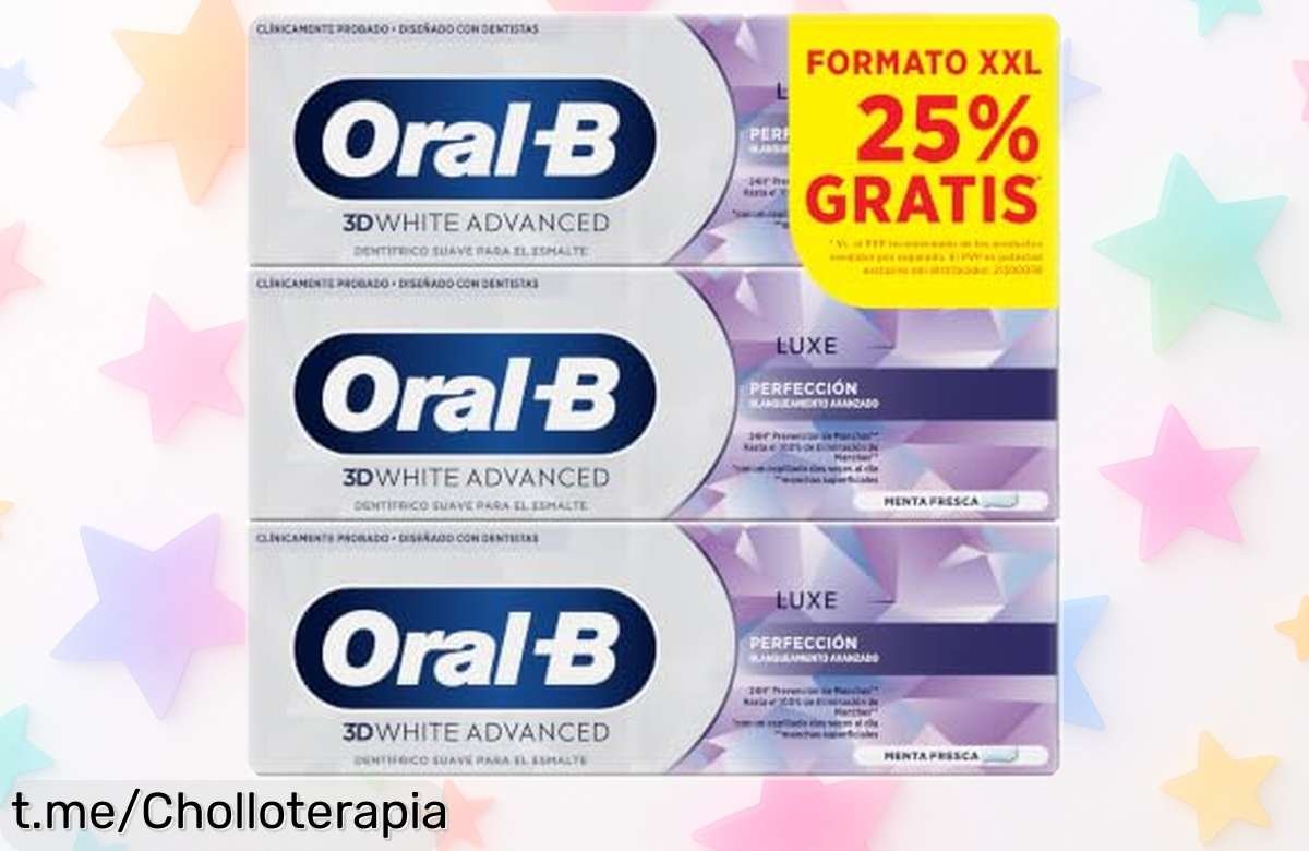 Pasta de dientes blanqueadora OralB 3D White Advanced Luxe en pack de 3, el chollo ideal para una sonrisa brillante y fresca que no querrás dejar escapar. ¡Aprovecha esta oferta ya!