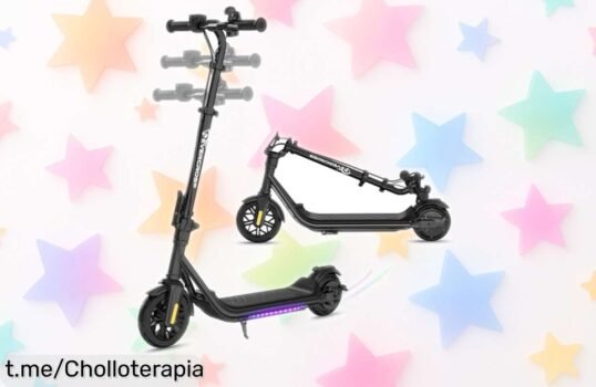 Patinete eléctrico infantil EVERCROSS E6 con luces y Bluetooth a precio de ganga, ¡deja que tus peques vivan la aventura sobre ruedas hoy mismo!