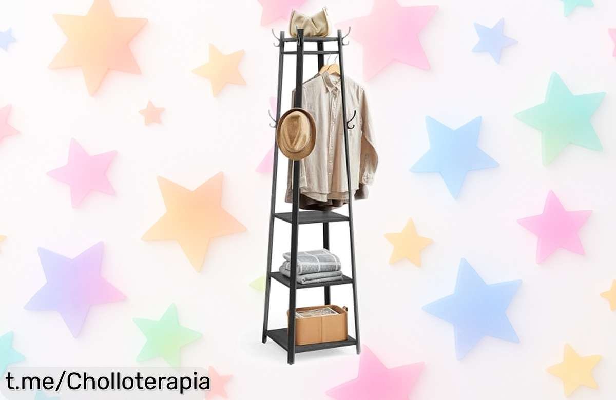 Perchero industrial VASAGLE con 4 estantes y ganchos a un precio regalado, organiza tu ropa de forma fácil y rápida. ¡No te quedes sin el tuyo!