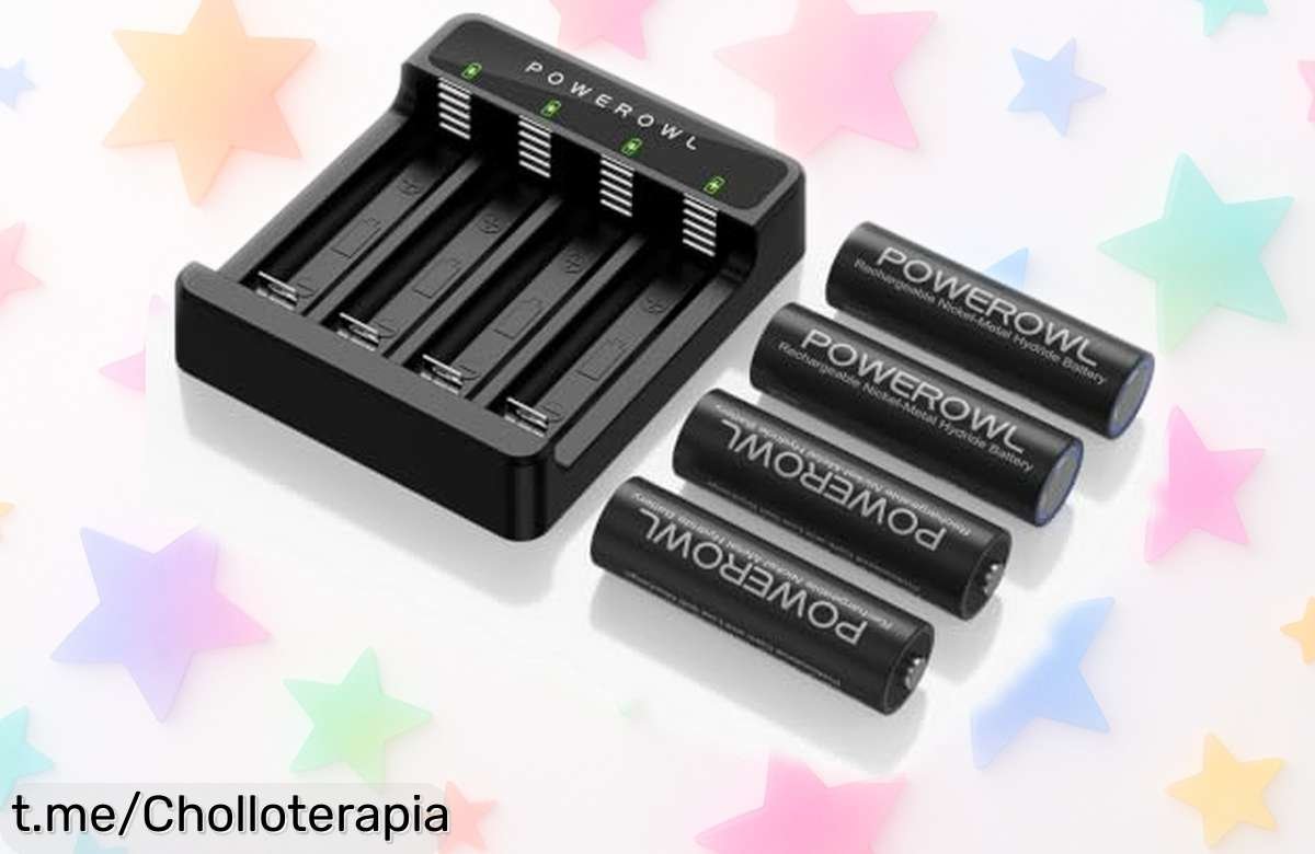 Pilas recargables AA POWEROWL con cargador rápido: solución práctica a un precio loco que te ahorra tiempo y dinero, no dejes escapar esta oportunidad única para estar siempre preparado.