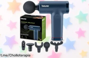 Pistola de masaje Beurer PowerReload a precio loco: 5 cabezales, varios niveles y máxima potencia para disfrutar la relajación sin ruido. ¡No te quedes sin ella!