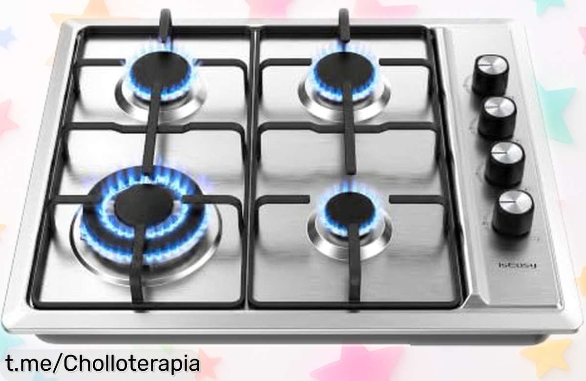 Placa de gas IsEasy con 4 fuegos y seguridad máxima: cocina como un chef en casa a un precio que no se volverá a ver, ¡no te lo pierdas!
