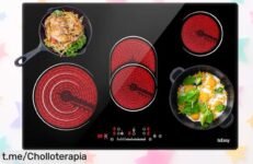 Placa vitrocerámica empotrada IsEasy de 5 fuegos, ¡ofertón impresionante! Calienta rapidísimo y cocina sin complicaciones. No te quedes sin ella, aprovecha este chollo ya.