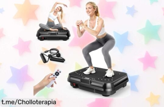 Plataforma vibratoria silenciosa con mando y bandas para quemar grasa a un precio tirado, ¡tonifica tu cuerpo en solo 10 minutos al día! No dejes pasar esta oportunidad única.