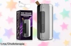 Potente mini sellador de bolsas portable 2 en 1: corta y sella tus snacks al mejor precio, ¡no dejes que se te escapen estos frescos momentos!