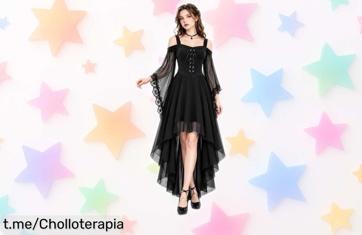 Precioso vestido gótico medieval con encaje para mujer, ideal para brillar en Halloween o cosplay, ¡aplica el cupón y disfruta de un precio que te hará sonreír!