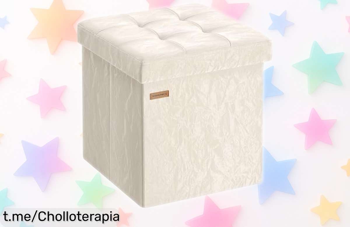 Puff baúl plegable SONGMICS MINOTA, la solución práctica para almacenar y sentarse: resistentísimo, ¡aprovecha este ofertón antes de que se acabe!