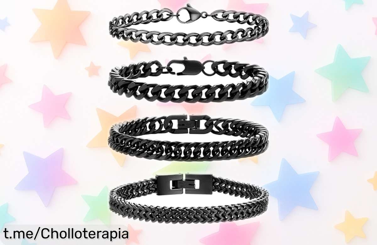 Pulsera de acero 316L para hombre en pack de 4 piezas, ¡ofertón irresistible! Diseño elegante y súper resistente a un precio que no te podrás creer. Ideal para resaltar momentos especiales.