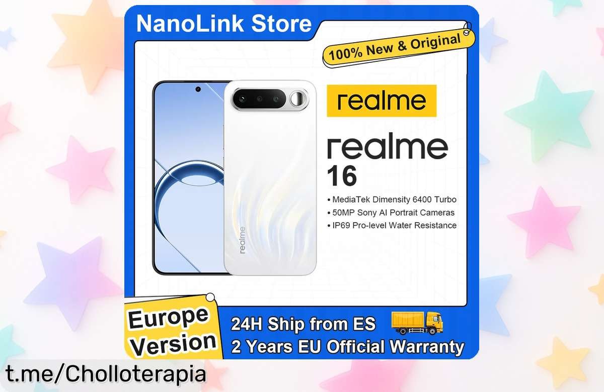Rápido y potente móvil Realme 16 5G con pantalla AMOLED de 6,57”, cámara de 50MP y batería gigante en ofertón que no puedes dejar escapar. ¡Haz tu compra ahora!