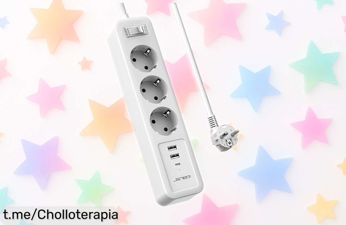 Regleta JSVER con 3 puertos USB y 3 enchufes, ¡el chollo que te conecta a la carga perfecta! Aprovecha esta oferta limitada y pon orden en tus cargas.