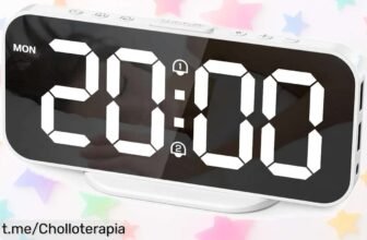 Reloj despertador digital con pantalla espejo gigante y puertos USB a precio loco, ¡renueva tu mesilla de noche y despierta cada día sintiéndote genial!