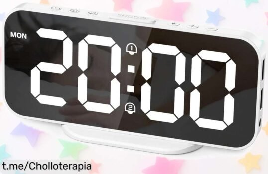 Reloj despertador digital con pantalla espejo gigante y puertos USB a precio loco, ¡renueva tu mesilla de noche y despierta cada día sintiéndote genial!