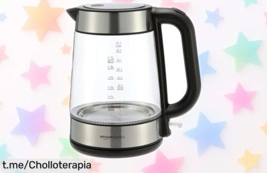 Revoluciona tus bebidas con el hervidor eléctrico de cristal Amazon Basics, rapidez y apagado automático en un precio loco que no puedes dejar escapar. ¡Hazlo tuyo ya!
