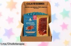 Sabor intenso y delicado con 10 sobres de jamón ibérico Pata Negra, un auténtico chollo para tus momentos más especiales; ¡no dejes pasar esta oferta irrepetible!