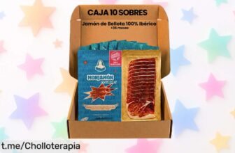 Sabor intenso y delicado con 10 sobres de jamón ibérico Pata Negra, un auténtico chollo para tus momentos más especiales; ¡no dejes pasar esta oferta irrepetible!