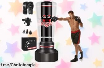 Saco de boxeo gigante con base giratoria 360°, guantes y bomba por un precio loco: ¡entrena como un campeón en casa antes que se agote esta oferta increíble!
