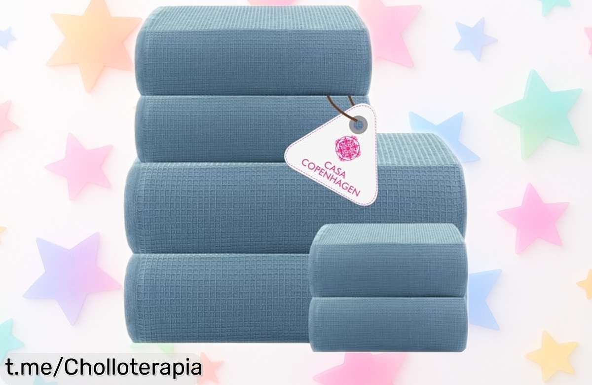 Set de 6 toallas Casa Copenhagen 100% algodón egipcio a precio loco: ¡super absorbentes y resistentes para bañar a toda la familia! No dejes pasar este ofertón único que transforma tu hogar.