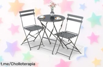 Set de jardín VOUNOT® con mesa y 2 sillas, ¡precio rebajado increíblemente bajo para disfrutar del aire libre! No te lo pierdas, tu terraza lo merece.