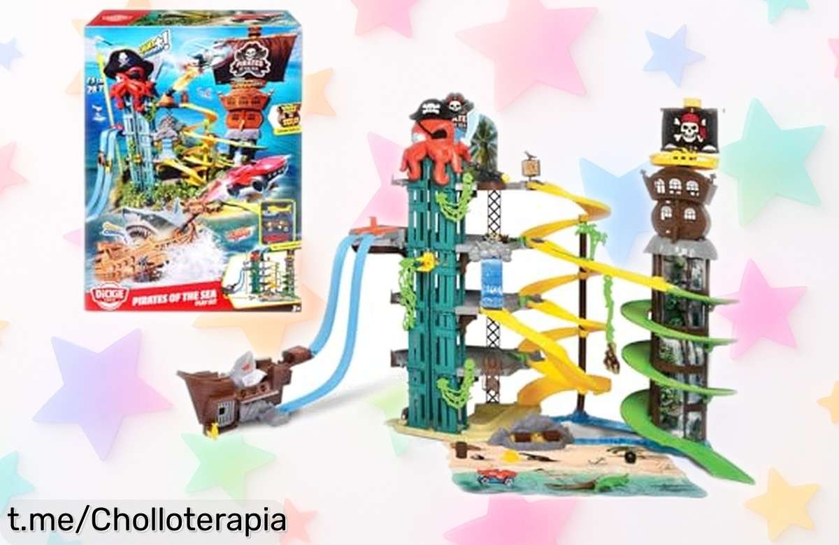Set de juego garaje Dickie Toys de 5 niveles con luces y sonidos, ¡la aventura pirata a un precio irrepetible que hará flipar a tus peques!