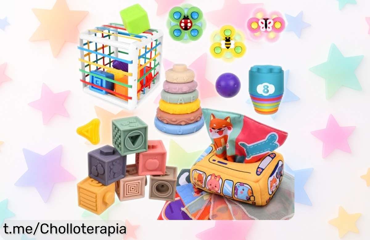 Set de juguetes Montessori IEEILULU 6 en 1 para bebés y peques: estimula la mente mientras alivia encías, ¡ahora con un precio rebajado que te hará sonreír!
