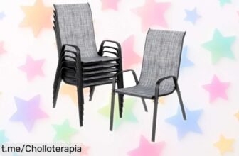 Sillas de jardín apilables LIFERUN con respaldo alto a precio loco, perfectas para camping o terrazas. ¡Consigue las tuyas y disfruta del verano como nunca!