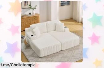 Sofá cama Luckdect de 2 plazas con chaise longue y portavasos a un precio increíble, ¡no dejes pasar esta oferta única para disfrutar y relajarte ya!