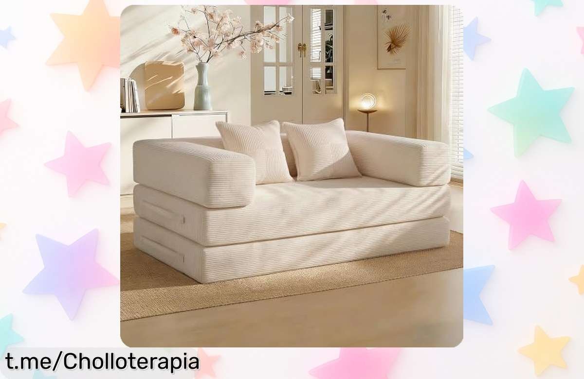 Sofá cama Vipbear para dos, nunca visto: amplio y resistente, ideal para maratones de peli o siesta. ¡No te pierdas este chollazo que transformará tu chill out!