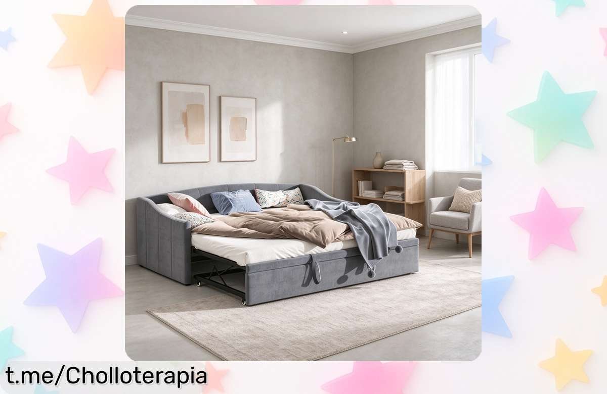 Sofá cama doble abatible en terciopelo, ¡súper chollo! Aprovecha este ofertón caído del cielo y transforma tu espacio con estilo y comodidad ahora mismo.