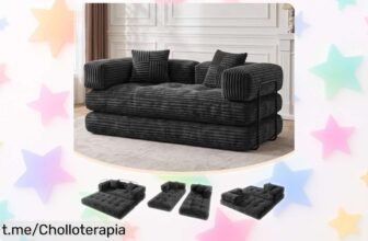 Sofá cama doble plegable y súper cómodo, un ofertón que transforma tu espacio sin esfuerzo. ¡Aprovecha este descuento brutal antes de que se acabe!