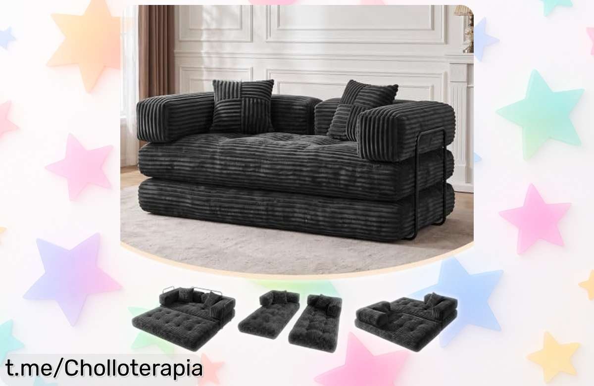 Sofá cama doble plegable y súper cómodo, un ofertón que transforma tu espacio sin esfuerzo. ¡Aprovecha este descuento brutal antes de que se acabe!