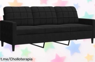 Sofá de 3 plazas vidaXL en terciopelo negro, un chollazo que transforma tu salón y brinda estilo para disfrutar con los tuyos, no te quedes sin el tuyo ¡aprovéchalo ya!