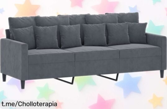 Sofá de 3 plazas vidaXL en terciopelo, un chollo a precio fácil que transformará tu salón y se convertirá en el corazón del hogar. ¡No te quedes sin el tuyo!