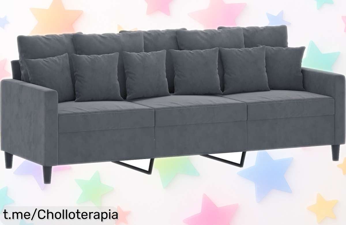 Sofá de 3 plazas vidaXL en terciopelo, un chollo a precio fácil que transformará tu salón y se convertirá en el corazón del hogar. ¡No te quedes sin el tuyo!
