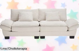 Sofá de dos plazas tapizado en terciopelo beige, ¡rebajado y con un ofertón que no puedes dejar escapar! Dale a tu hogar el toque elegante que merece.