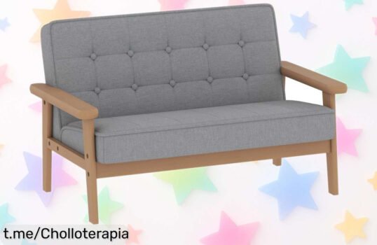 Sofá para niños de 2 plazas con estructura de madera, super suave y ideal para su rincón favorito, ¡y ahora a un precio loco! Aprovecha este ofertón antes que se agote.